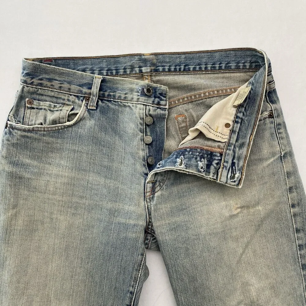 7 For all Mankind Jeans Relax Straight Button Fly Distressed Mens 33x31.5 Grunge - Picture 2 of 16